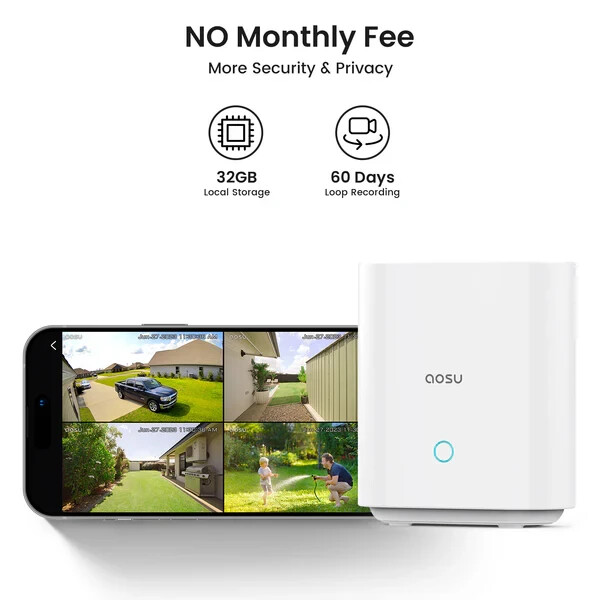 AOSU Security Cameras Outdoor Wireless, 2 Cam-Kit, Solar-Powered gallery