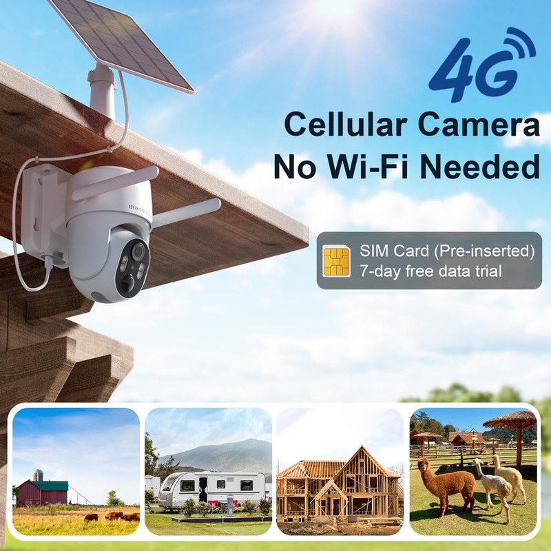 4G LTE Cellular Security Camera No Internet Needed,2K Solar No WiFi Security Cam gallery