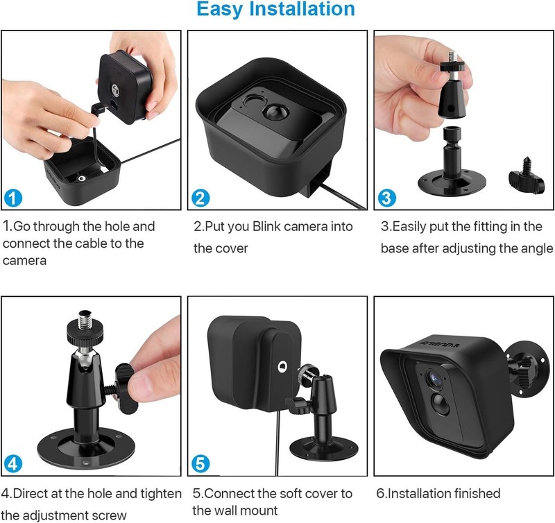 Durable Black Wall Mount & Silicone Cover for Blink XT - Waterproof & Functional gallery