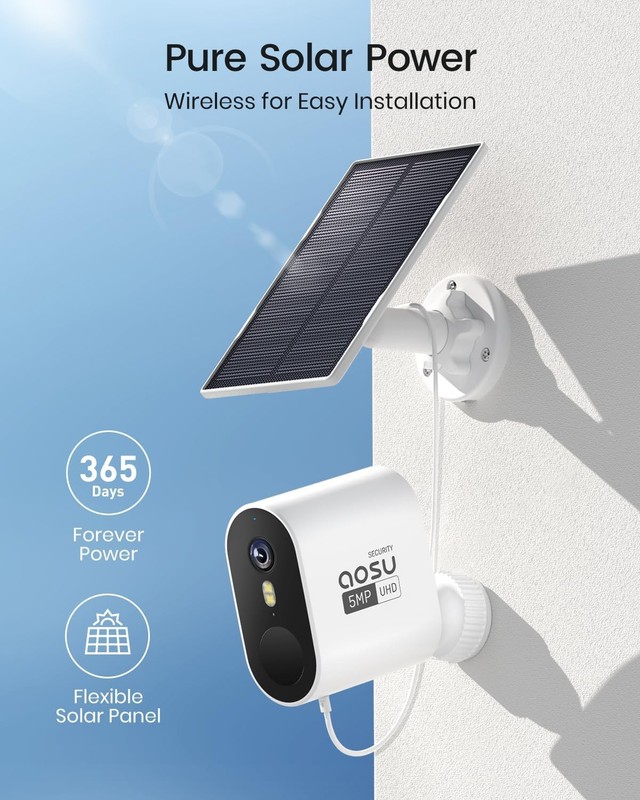 aosu 3K Solar Security Cameras Wireless Outdoor 166 Wide 4PK gallery