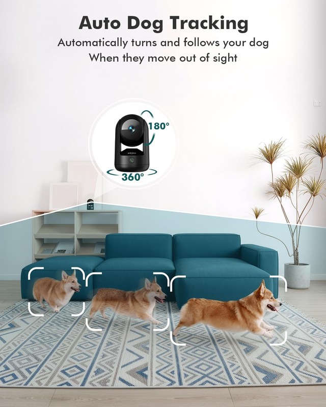 2K Indoor Security Camera 2 Pack, 360 Degree WiFi Pet Camera with Phone App, ... gallery