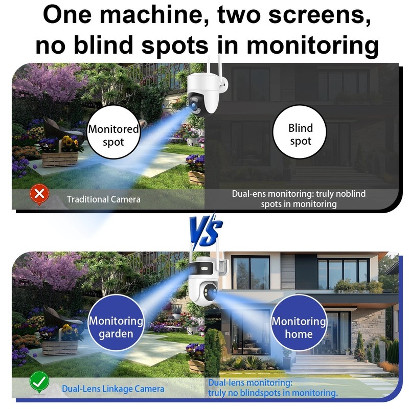 Tuya WiFi Security Camera Outdoor Dual Lens Screens 4K 8MP PTZ Motion Detection gallery