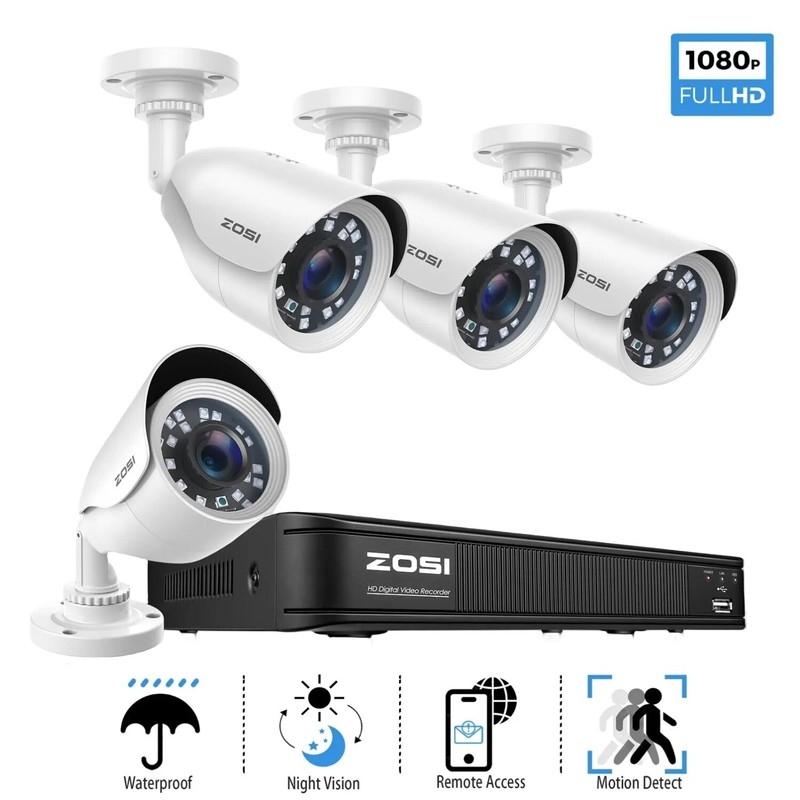 ZOSI 8CH 5MP Lite 8CH DVR 2MP Security CCTV Camera System Outdoor Motion Alerts
