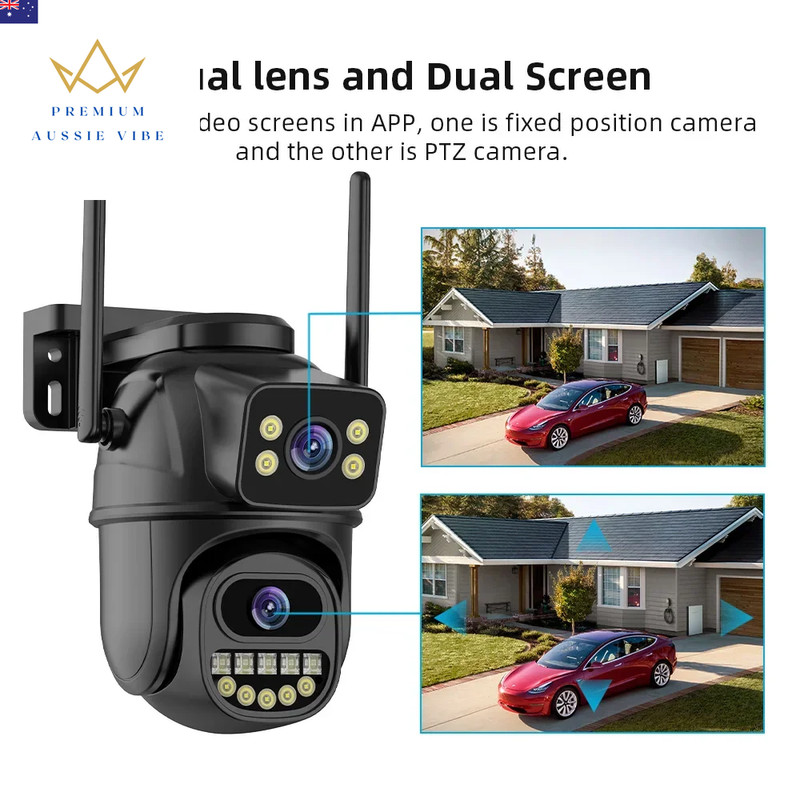 4K 8MP Wifi Surveillance Camera, Dual Lens, 4X Digital Zoom, AI Human Detect, ON gallery