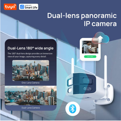 Tuya 4MP 2.5K Dual Lens Security Camera 180° Night Vision Two Way Talk US Plug gallery