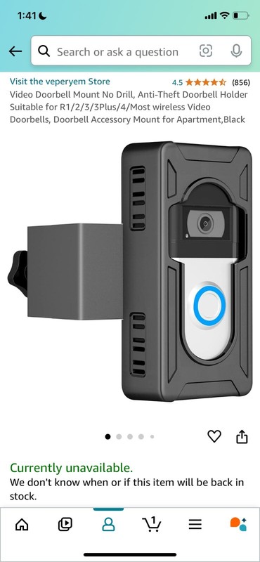 Video Doorbell No Drill Door Mount Cover Bracket Wireless Black (ring) gallery