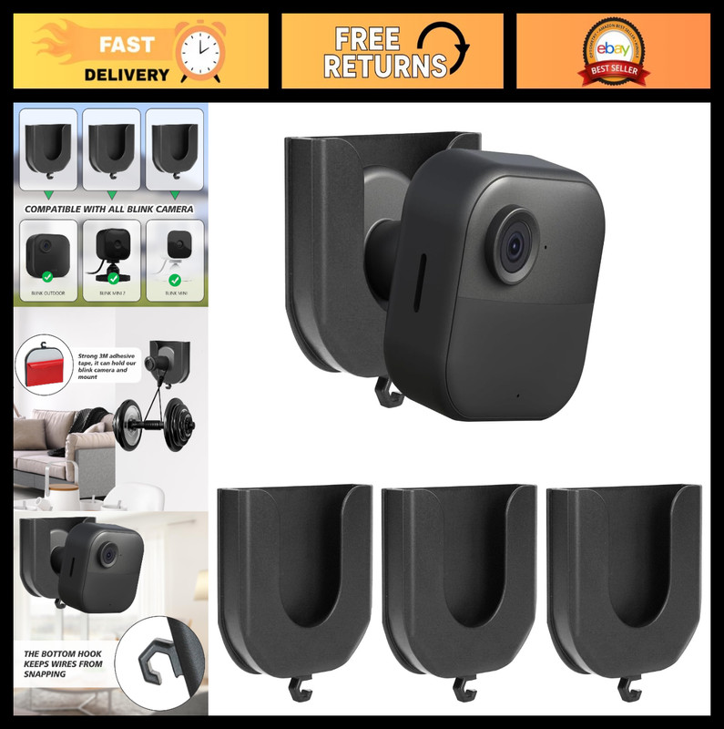 3 Pack No Drill Adhesive Camera Mounts for Blink Indoor/Outdoor – Compatible wit