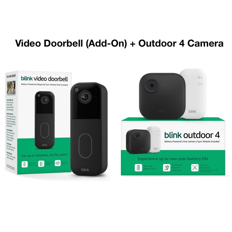 Blink Outdoor 4 Wireless Camera Security System & Blink Video Doorbell BUNDLE