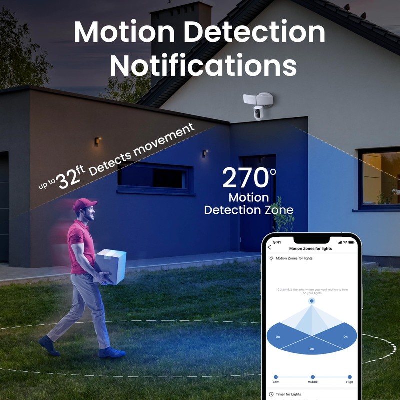 Smart WiFi Floodlight Security Camera 5000 Lumens 1080p HD, Motion Detection, Tw gallery