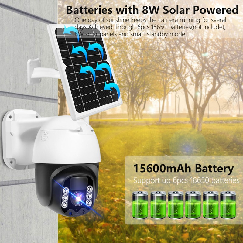 4G Solar Powered PIR Motion WIFI Wireless HD Camera Outdoor PTZ Built-in Battery gallery