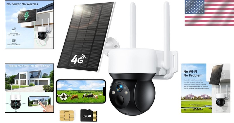 Camara De Seguridad Solar 360 Para Casa Exterior 2.4G WiFi Con Audio y Micrófono gallery