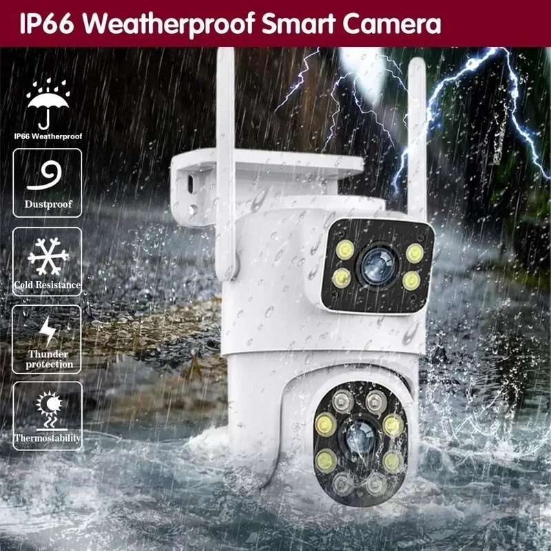 Dual Lens Outdoor Camera Motion Tracking PTZ 4K Tuya Wifi IP Cam Support Onvif gallery