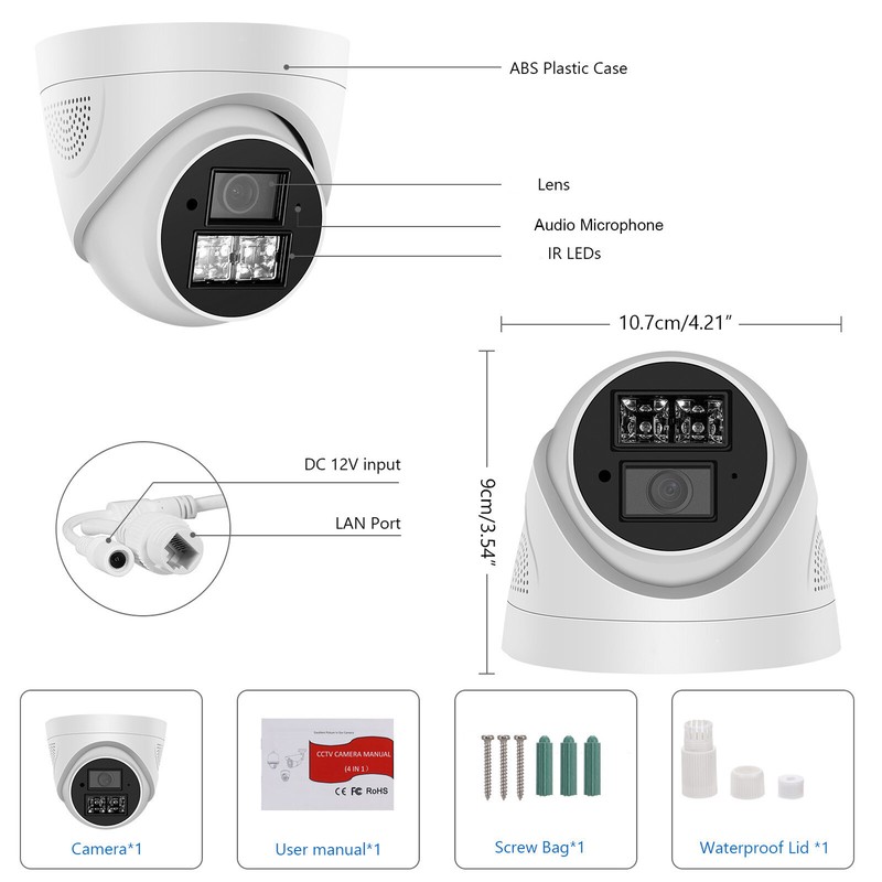 4MP POE IP One-way Audio Security Camera Infrared Night Vision Surveillance Cam gallery