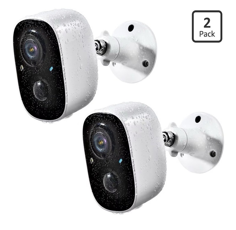 2 Pack Wireless 2K IP65 Security Cameras, Intercom, Motion Detection, Battery