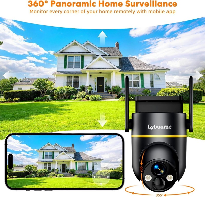 5G 2.4GHz 4MP Solar Security Camera Wireless Outdoor 100% Wire-Free Home Securit gallery