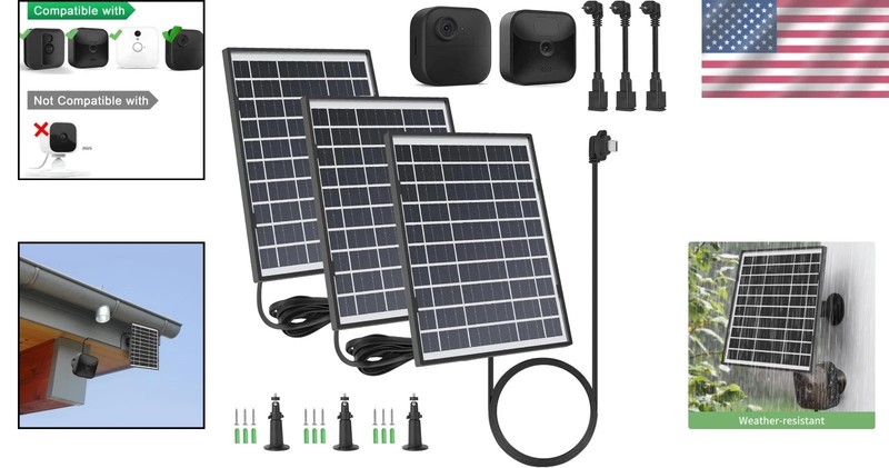 3pk Blink Outdoor 4 Solar Panel Charger - 5V, Waterproof, 11.8Ft Cable gallery