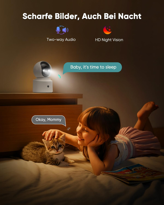 Battery Powered Pet Camera,True Wireless Indoor Camera, 4MP 2.5K Wifi Camera wit gallery
