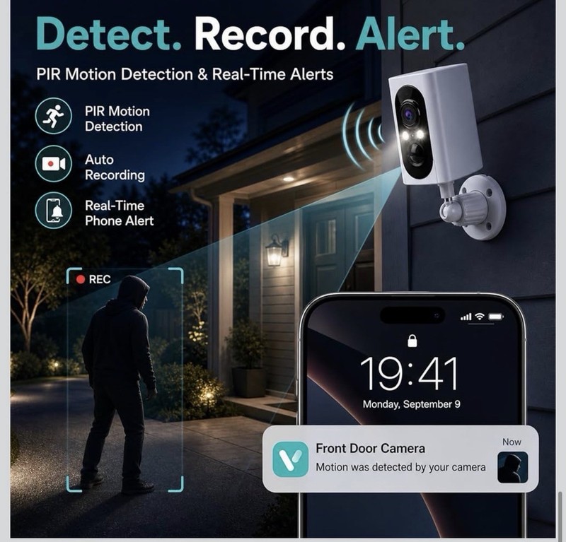 Wireless 3MP Wi-Fi IP Camera 355° Pan/Tilt Night Vision Motion, 128GB gallery