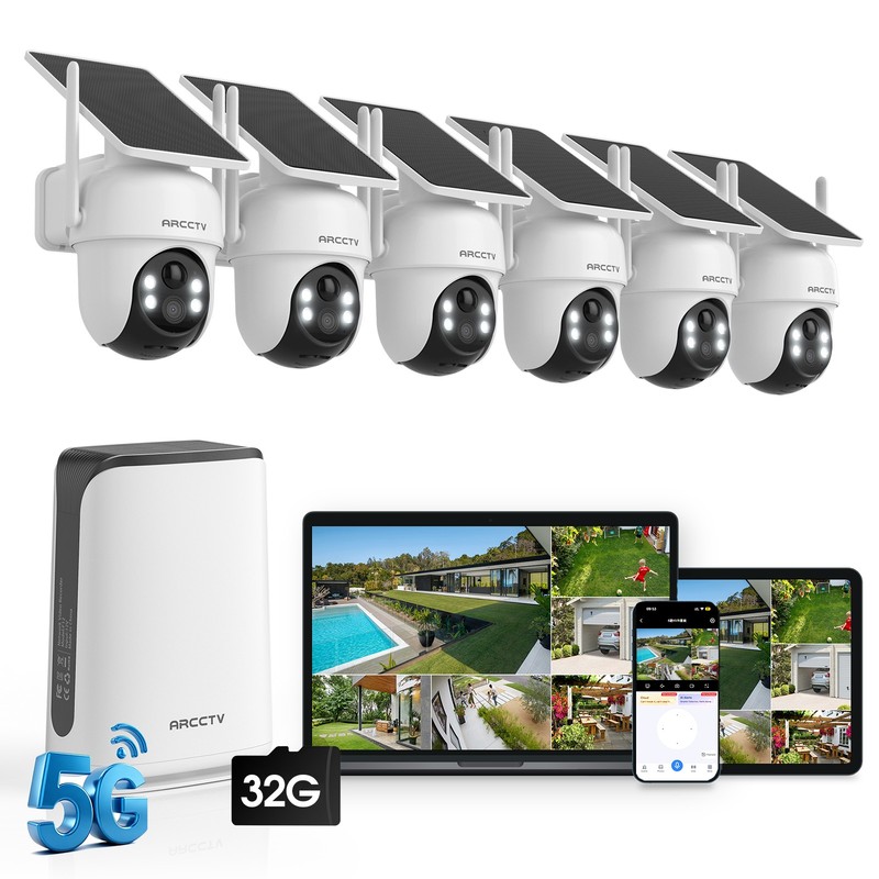 Security Solar Cameras Audio System 10CH NVR Outdoor 5MP Audio Motion Detection