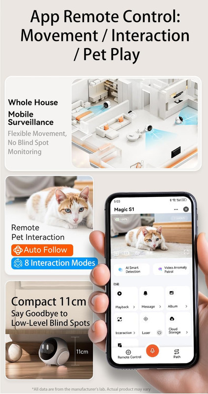 Pet Camera Robot Home Security Camera, 1080P Pet Camera, Movable Home Robot, Cus gallery