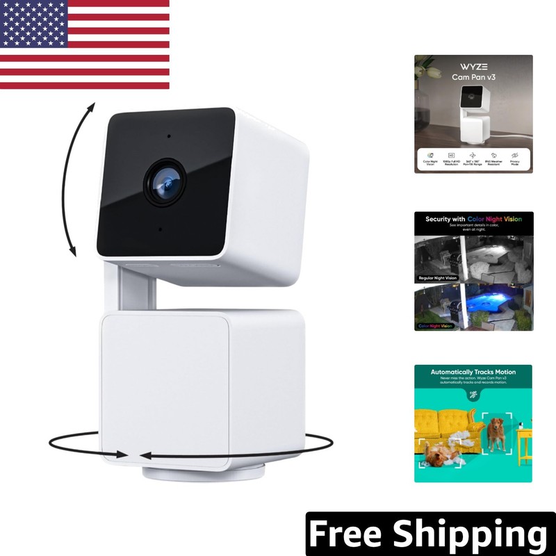 Cam Pan V3 – Smart 1080p Pan/Tilt/Zoom Security Camera with Color Night Vision