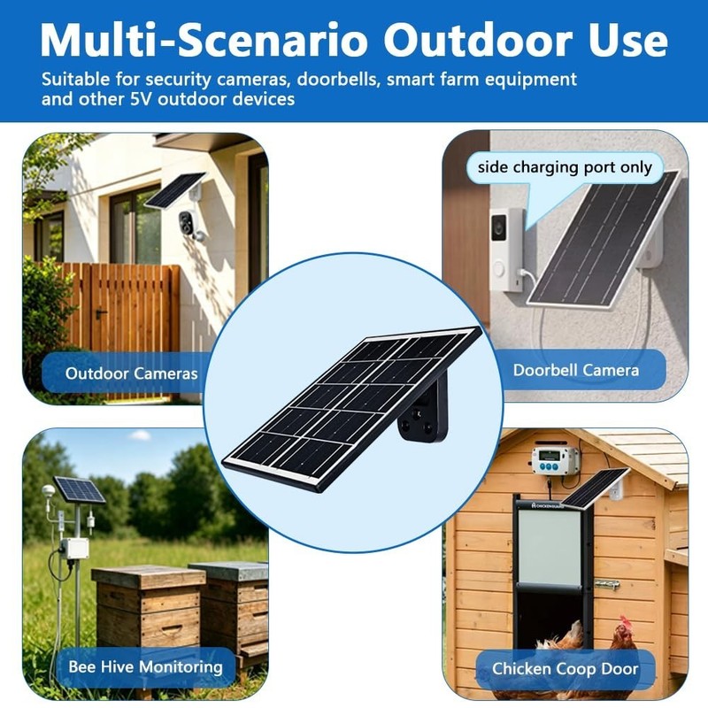 3W 5V USB C Solar Panel for Outdoor Security Camera - Eco-Friendly, IP66 Waterpr gallery