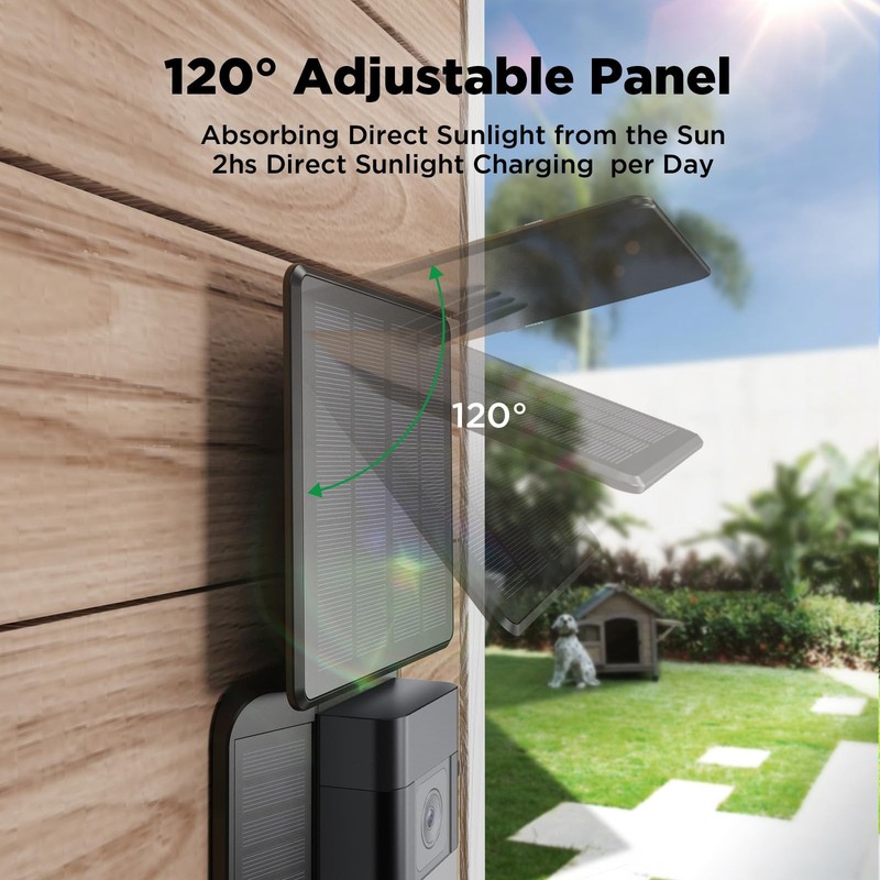 QIBOX Solar Charger Only Compatible with Battery Doorbell (USB-C Port) Black gallery
