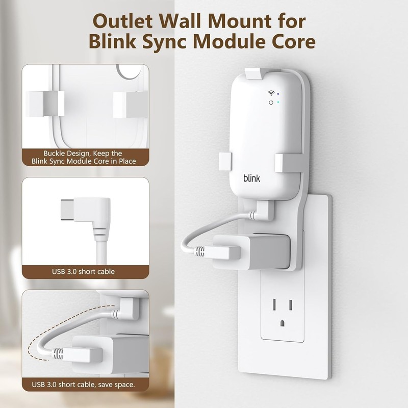 Stylish USB-Equipped Wall Mount for Blink Sync Module Core - Keeps Space Tidy gallery