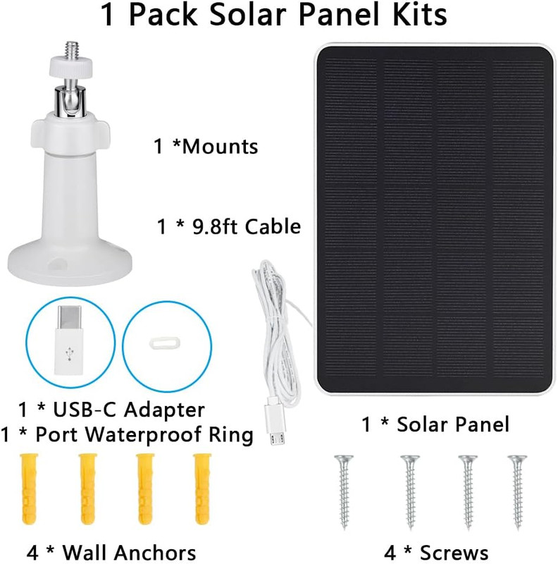 Solar Panel Compatible with Simplisafe Outdoor Camera Series 2 Wireless, 4W 5V S gallery