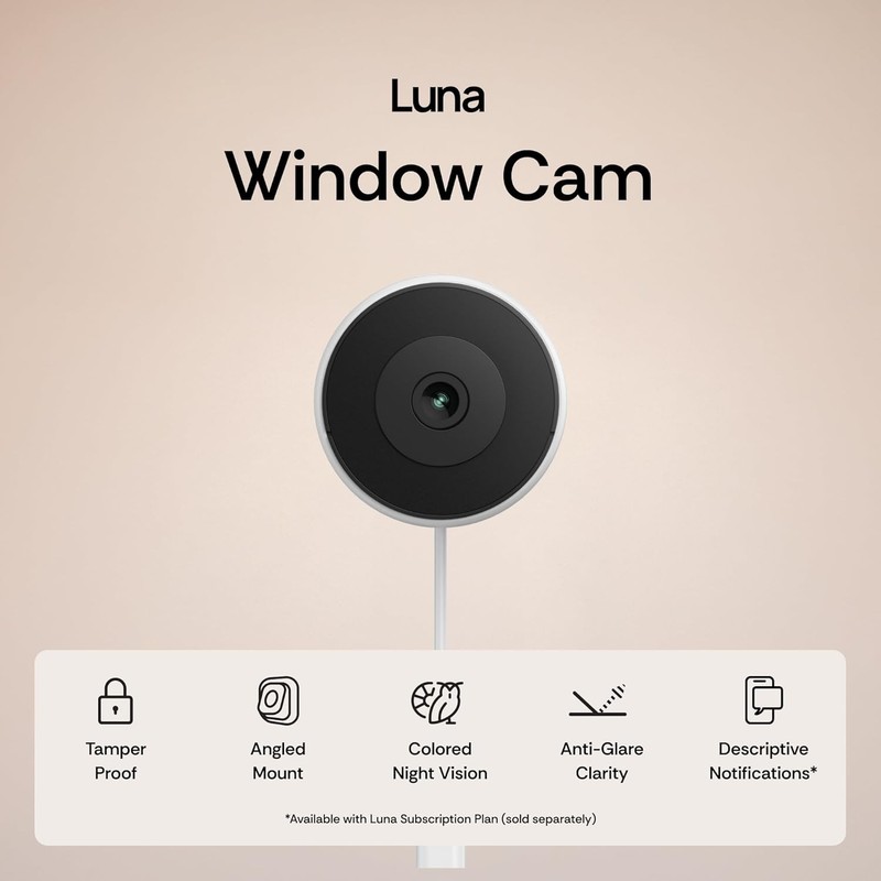 Luna 3MP 2K Window Camera, 2.4GHz & 5GHz WiFi6 Indoor Cameras for Home Securi... gallery