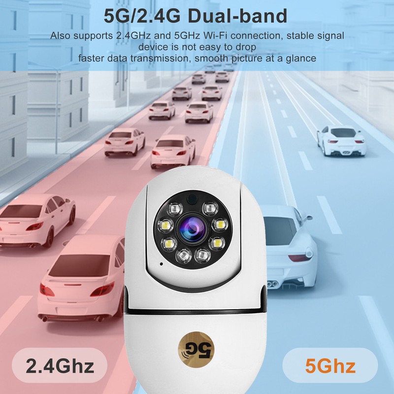 360° 1080P IP E27 Light Bulb Camera 5G Wi-Fi IR Smart Home Wireless Security Cam gallery