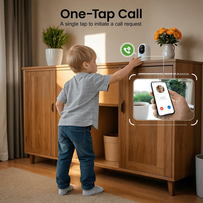 2K Security Camera Indoor-360 Cameras for Home Security and One-Tap Call, Elderl gallery