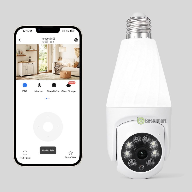 WiFi 2K Wireless Security Camera 360° 5G Night Home SmartCam E27 Light Camera gallery