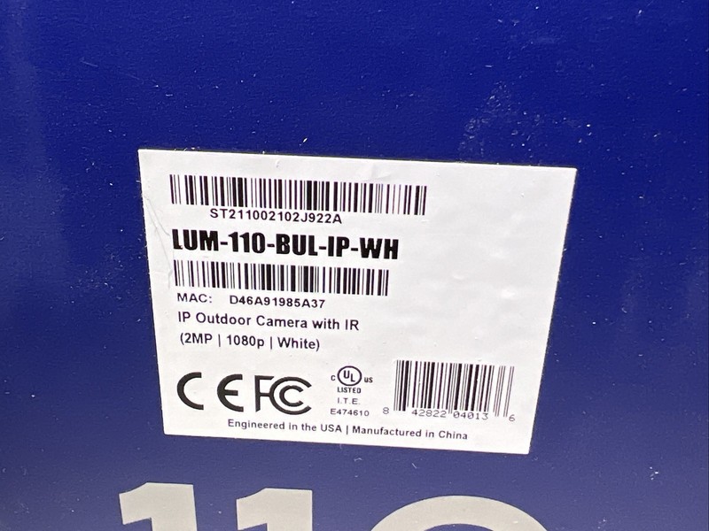 Luma Surveillance LUM-110-BUL-IP-WH White Bullet IP Outdoor Camera **NEW** gallery