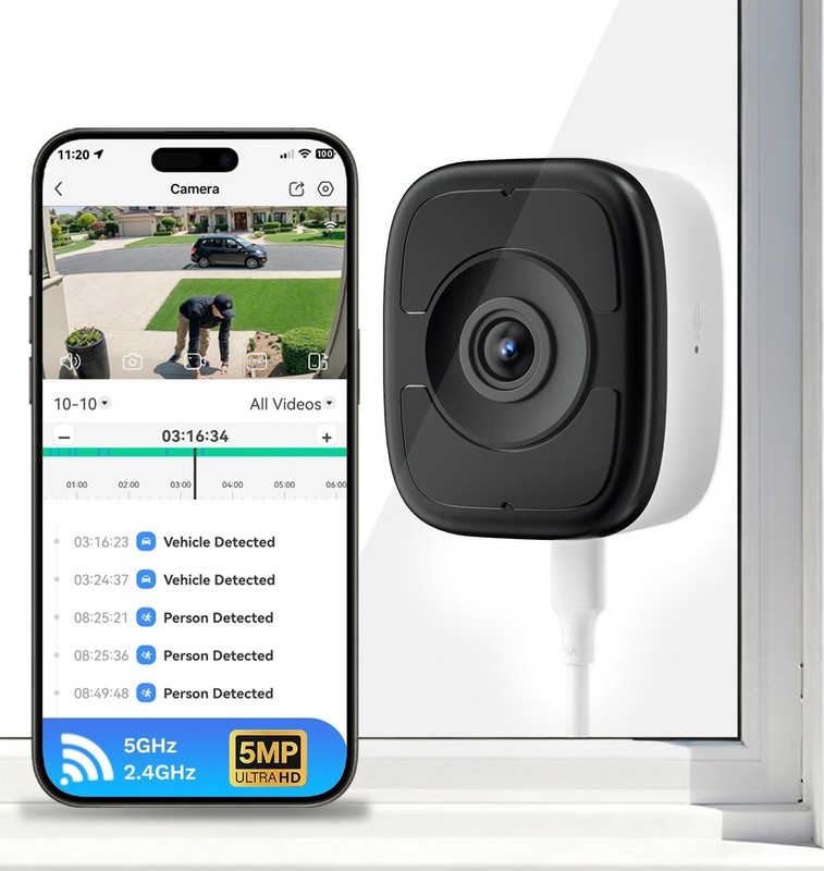 5MP 3K Safeview Window Security Camera, WiFi6 Indoor Window Camera | Anti-Gla... gallery