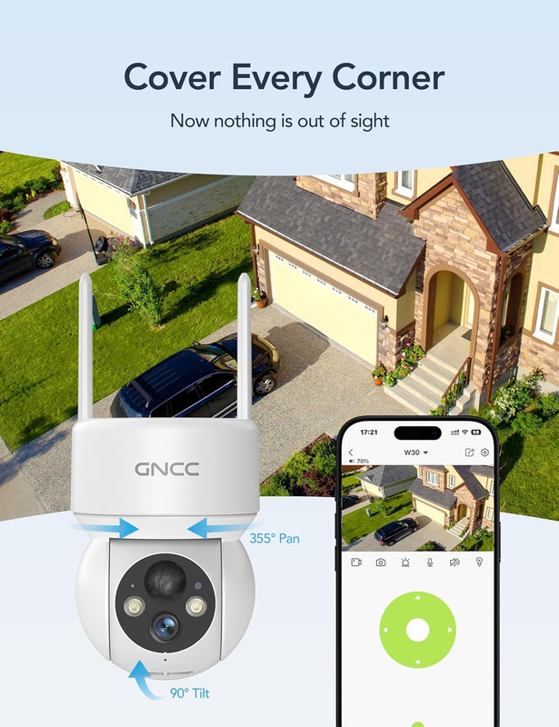 Solar Security Cameras Wireless Outdoor 2.4G Wifi, 360° View, Solar/Battery Powe gallery