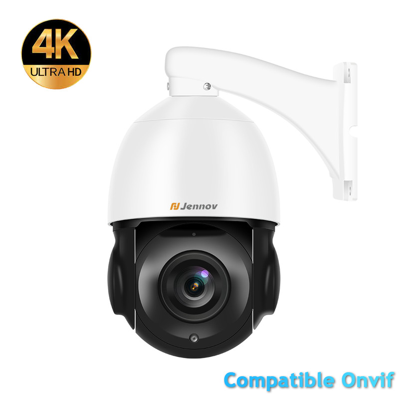 Jennov 4K 8MP Security Camera PTZ 20x Optical Zoom POE Dome Outdoor 2-Way Audio