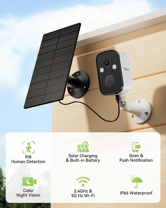 2K 5G Solar Security Cameras Wireless Outdoor 2-Pack, Wireless Cameras for Ho... gallery