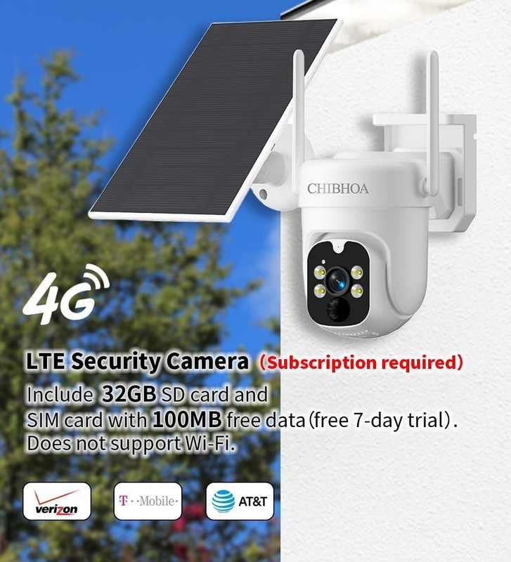 4G LTE Solar Security Camera - No WiFi Cellular Outdoor Camera with 2K Color ... gallery