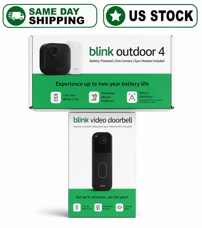 Blink Video Doorbell + Outdoor 4 Camera + Sync Module 2 Security Bundle