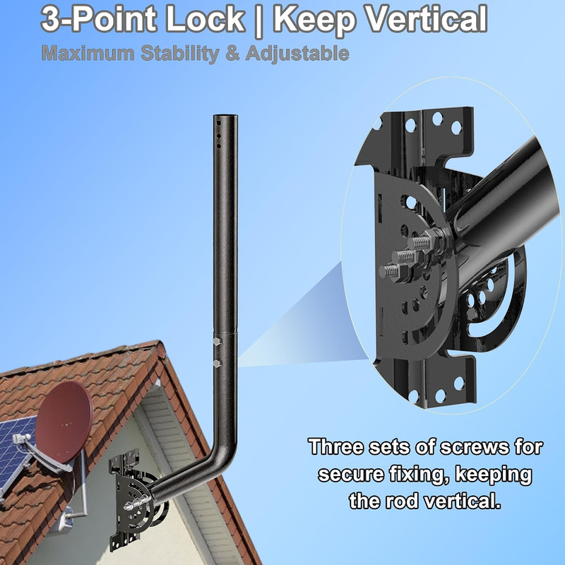 Heavy Duty 28" Adjustable Antenna Wall Mount Bracket - 2-Pack Black gallery