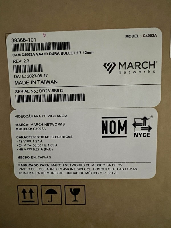 NEW March Network 39366-101-2.7mm 12mm C4003A VA4 IR Dura bullet (BX-101)