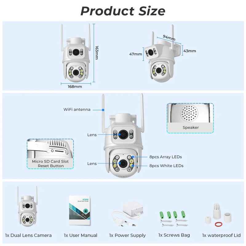 8MP PTZ WiFi IP Camera Security Protection Night Vision CCTV Surveillance Camera gallery