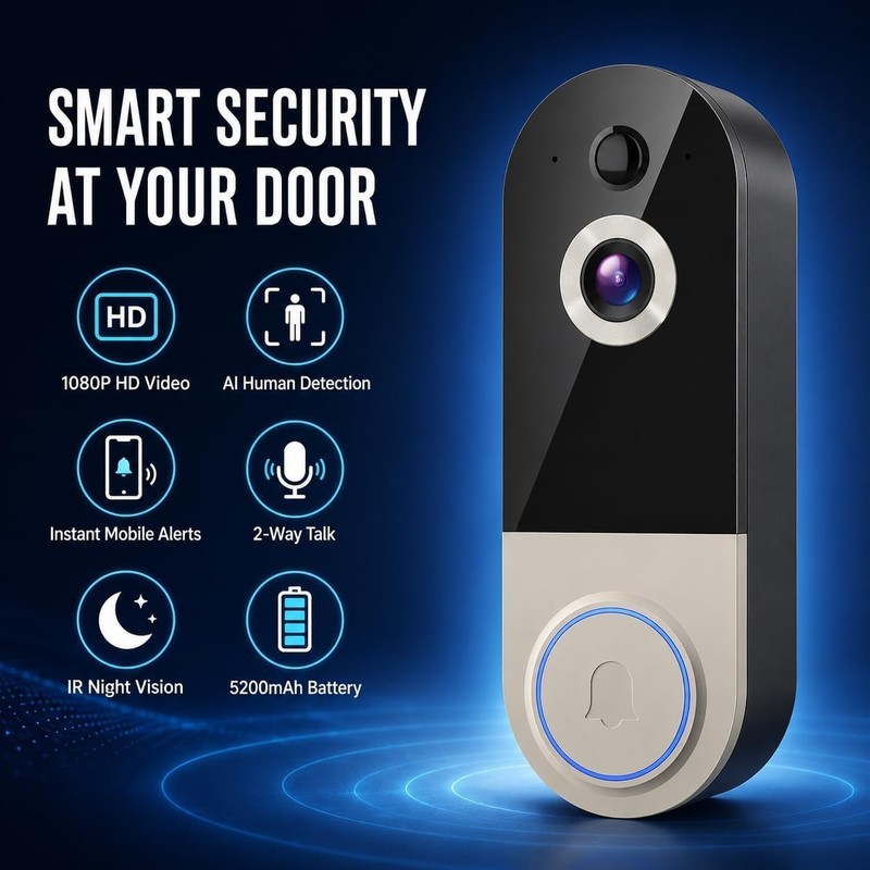AI-Enabled Video Doorbell with Wide-Angle View, Instant Alerts & Cloud Backup gallery