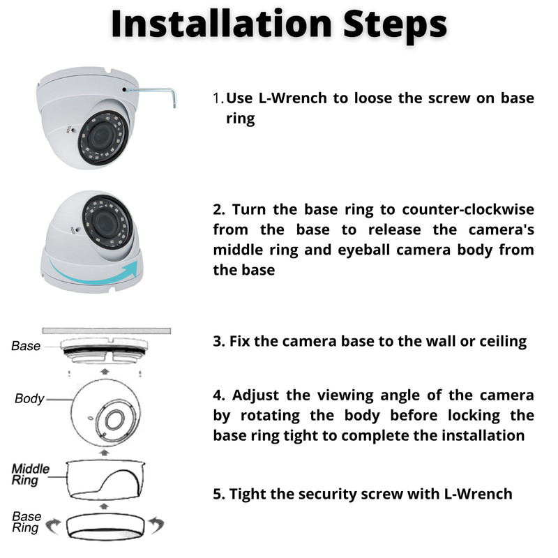 Indoor Outdoor 1080p Analog AHD TVI CVI Night Vision CCTV Security Dome Camera gallery