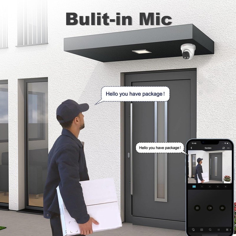 Anpviz 4MP PoE IP Camera, Turret Security IP Camera Outdoor Indoor, Built-in Mic gallery