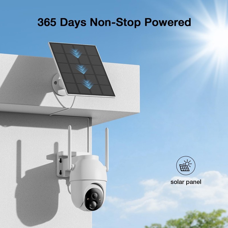 Wireless Solar Security Camera System, 4-Cam Kit, 2K/4MP, 64GB Storage, PIR Moti gallery