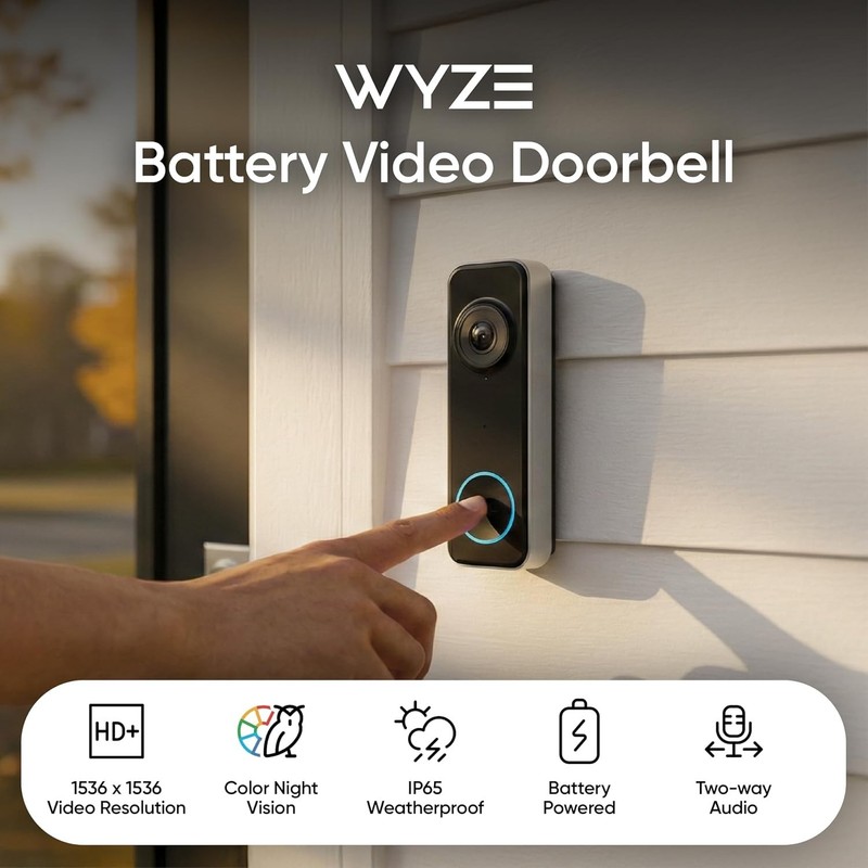 Battery Video Doorbell Wireless Camera, 1536x1536 HD+ with Color Night Vision... gallery