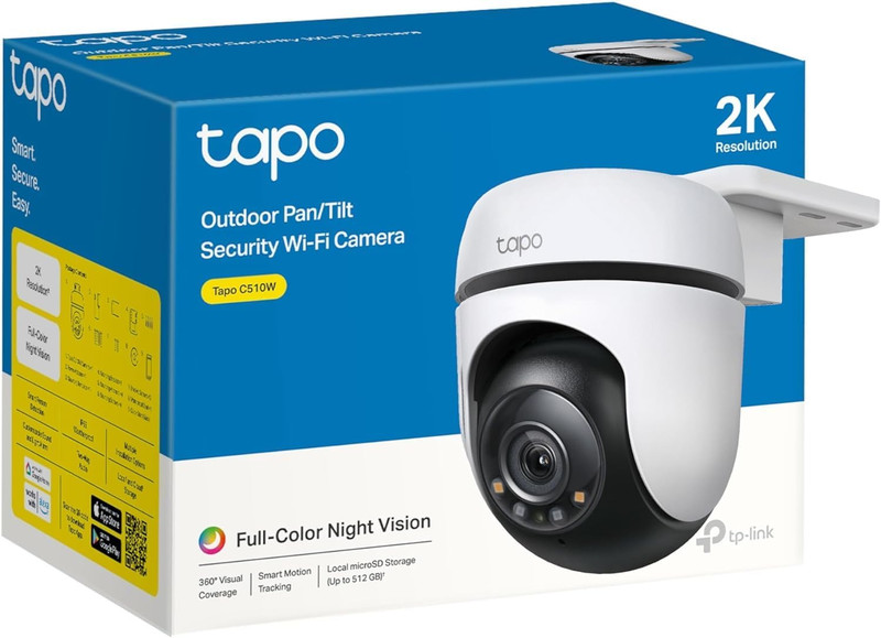 Tapo 2K Outdoor Wired Pan/Tilt Security Wi-Fi Camera, 360° View, Motion Tracking gallery