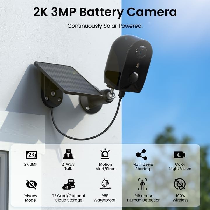 Rechargeable Solar-Powered Outdoor Camera with Night Vision & Cloud Storage gallery